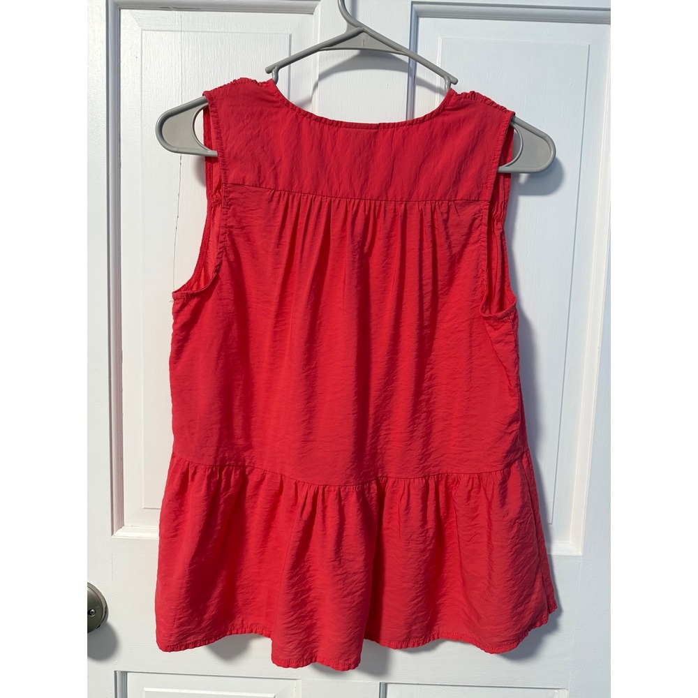 A New Day Peplum Top Womens XS Coral Red V-Neck‎ Sleeveless - Picture 4 of 6